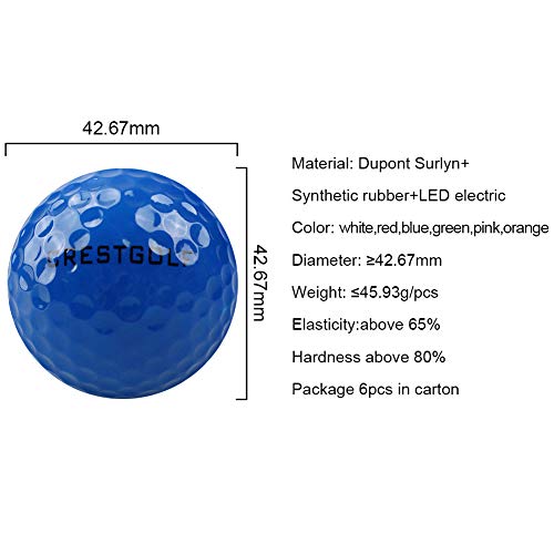 Crestgolf Pelotas de Golf con Brillo LED para la Noche Pelotas de Golf con 4 Luces LED integradas Muy Brillantes Golf de Larga Distancia-3 Piezas