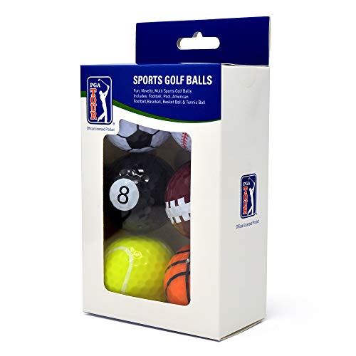 PGA Tour Einzigartige Fun Sport Golfbälle (6er Originales y Divertidas Bolas de Golf y Otros Deportes (Set de 6), Unisex, Multicolor