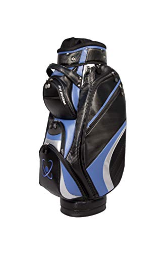 Bolsa de golf con motor, material impermeable con dry pocket, color negro y azul