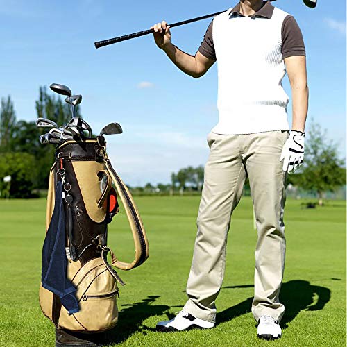 Yotako 2 Pack de toallas de golf de microfibra para bolsas de golf con clip, cepillo limpiador de ranuras, herramienta de reparación de divot de golf con marcador