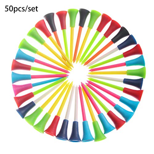 WLKK Tees de Golf de plástico Multicolor Duradero, Clavo con Funda de Goma de 83 mm, Clavos de Copa, Accesorios para Golf Deportivo al Aire Libre